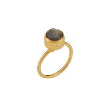 Ring aus Messing, vergoldet, Labradorit